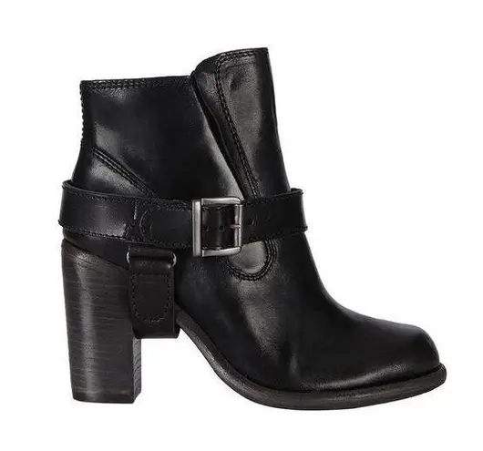 Allsaints Black Moto Shearling Fur Lined Boots Block Heels Chunky size 36 (US6)