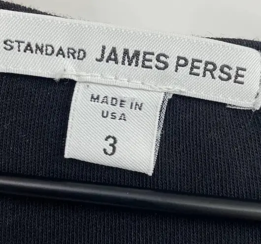 James Perse Standard Jersey Stretch Knit Knee Length Dress Ruched Scoop Black 3