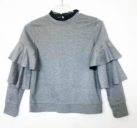 Chelsea28 Chealsea28 Gray Ruffle Bell Sleeve Sweatshirt