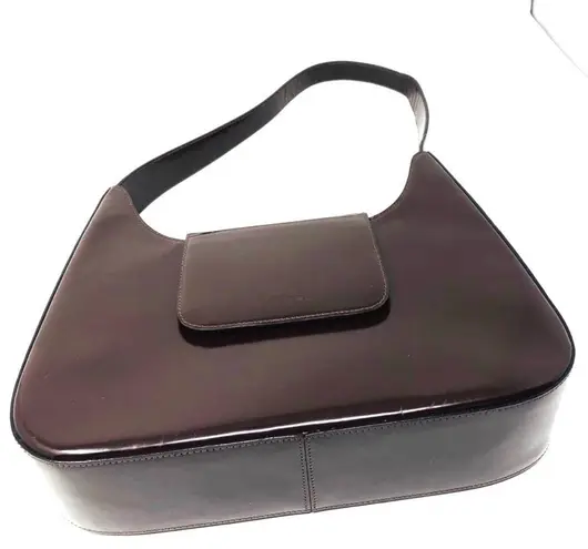 LANCEL Paris dark burgundy structured leather purse, made in Italy