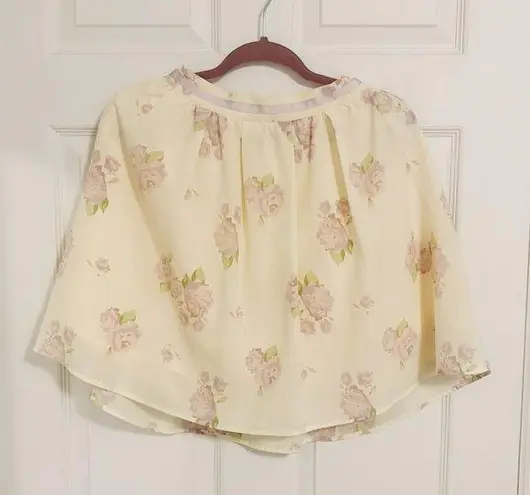 Japanese Lodispotto Pastel Yellow Lilac Floral Cottage Ballet Mini Skirt Size XS