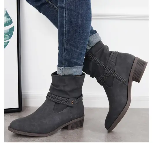 Easy Street Gray Braided Ankle Booties