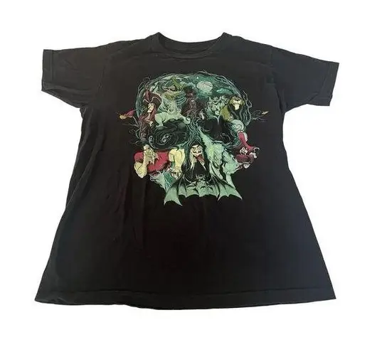 Disney  Villains Skull Collage Black Size Medium Short Sleeve T-Shirt