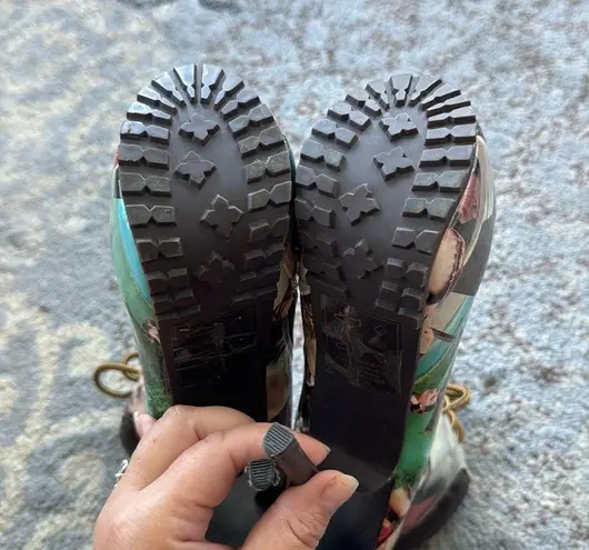 Scene Audrey Hepburn Vintage Photo Collage Platform Boots 7.5