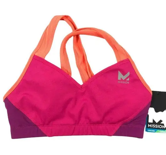 Mission Sports Bra VaporActive Celsius Crossback Medium Impact Pink Orange XS