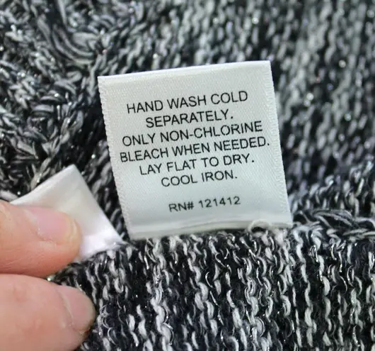 Susan Bristol White Label Womens Large Cardigan Sweater Metallic Minimalist Goth