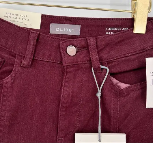 DL1961 Florence Ankle Skinny Jean in Burgundy Size 24 NWT