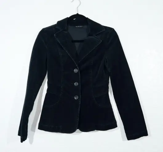 Sisley Cl Sisley Black Corduroy Ribbed Cropped Jacket Size Small