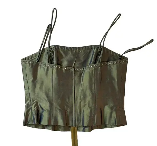 $1400 Marisa Baratelli 8 10 Sage Green 3pc Dress Bustier Skirt Jacket Thai Silk