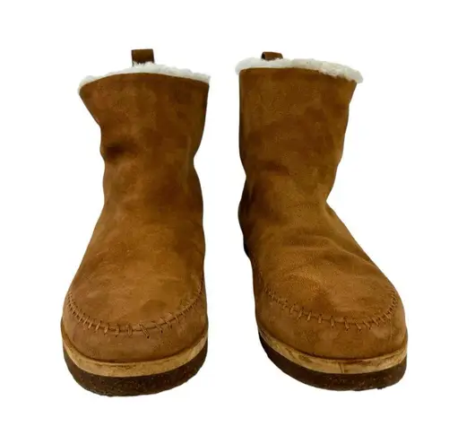 Jenni Kayne Suede Moc Shearling Lined Slip On Ankle Snow Boots Tan Size 39