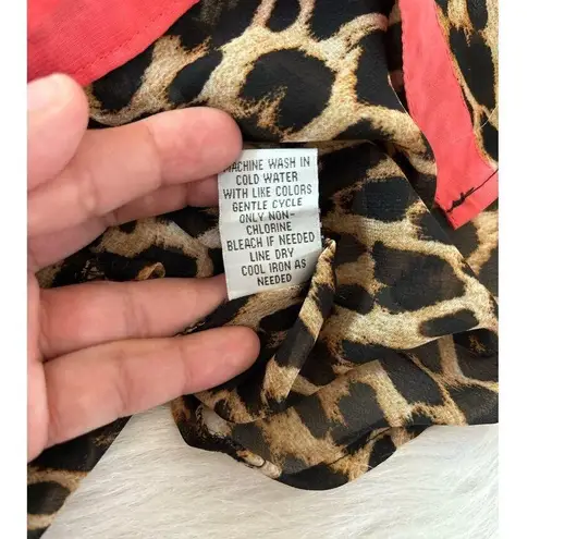 Ali & Kris Button Down Sleeveless Leopard Animal Print Sheer Blouse Size Small