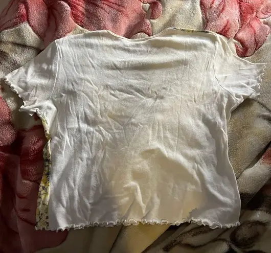 90s Daniel Benjamin MD cropped ruffle sleeve water Hawaii top Size M