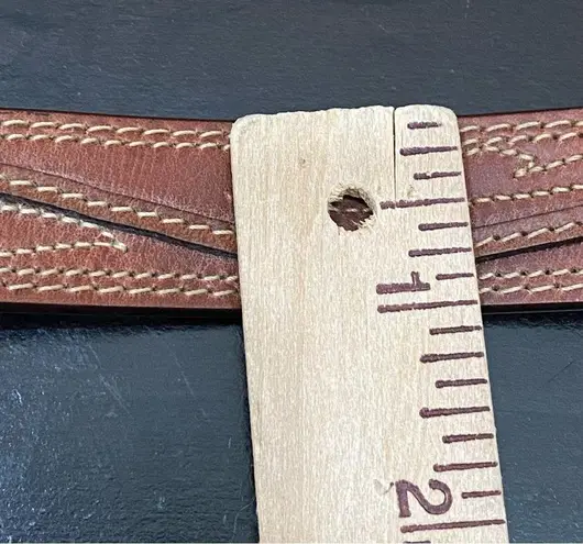 Jordache Vintage Brown Genuine Leegin Leather w/ Roadrunner Buckle Belt Size 26