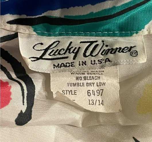 Lucky Winner Vintage Juniors Red, Blue, & White Short Sleeve Artistic Tee Sz 13