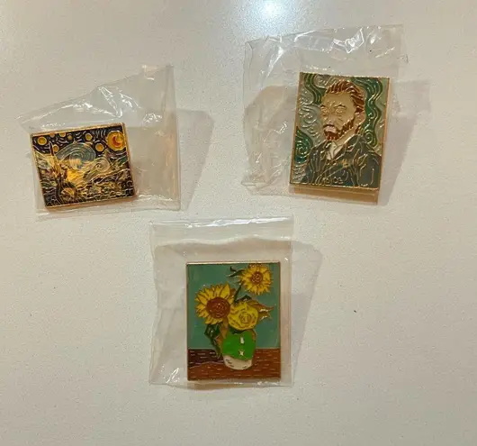Van Gogh Themed Metal Pins Set (3)