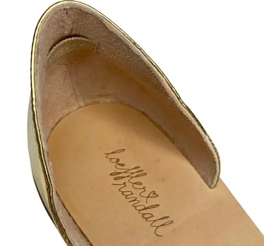 Loeffler Randall new ❁ Sawyer Snakeskin Flat Leather Sandals ❁ Gold Metallic 9.5