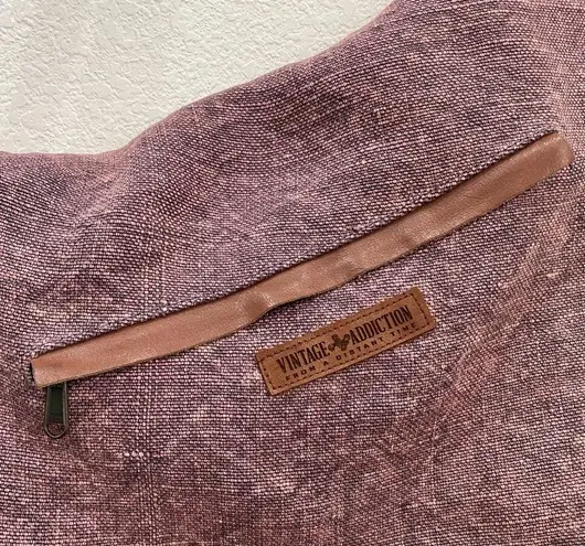 VINTAGE ADDICTION Plum Jute Asymmetrical Foldover Messenger Crossbody Bag Purple