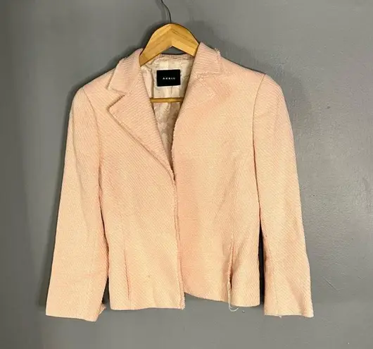 Akris pink wool linen snap front blazer