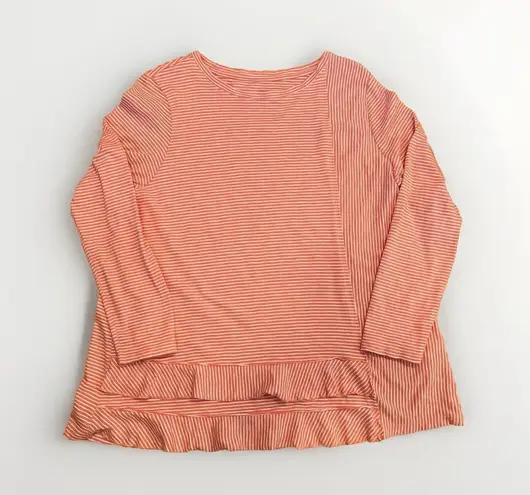 Soft Surroundings Blouse Women XL Petite Long Sleeve Stripe Pima Cotton Cruise