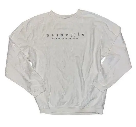 Nashville Corded Embroidered Sweatshirt White Size M