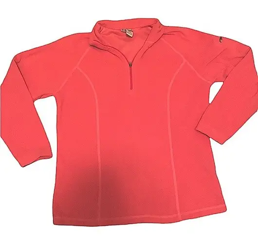 Women's L.L Bean pink lightweight fleece quarter zip winter fall outdoors hike