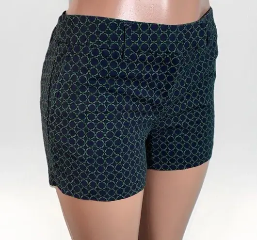 Kenar Shorts Womens Size 4 Blue Green Print Dressy Mid Rise 3.5 Inch w/ Pockets