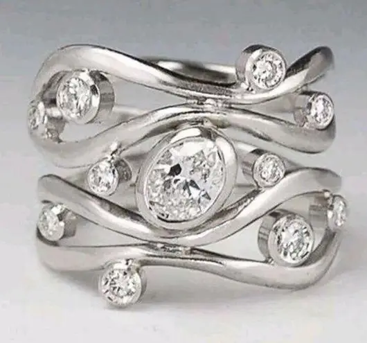 Zales New Women’s 925 Silver Stackable Diamond Ring Size 6