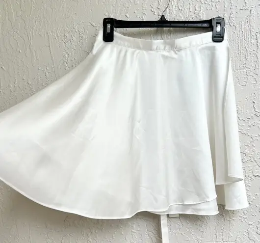 Rumours High Waisted Ruffle Hem Wrap Tie Waist Mini Skirt White Women's Size S