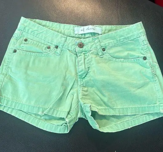 ZARA  green denim distressed shorts