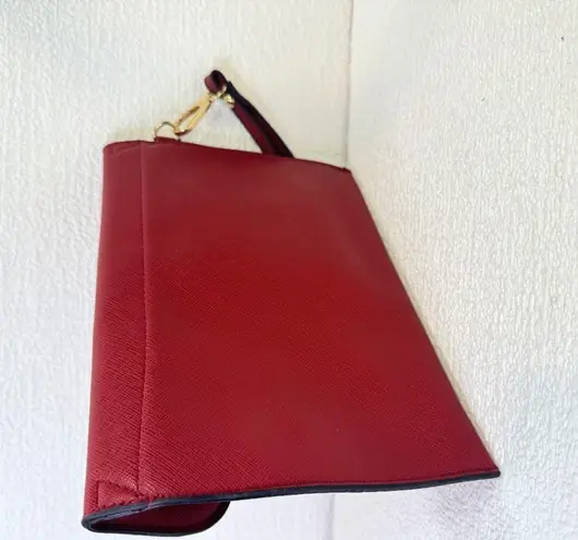 Elim & Paul Red Clutch Purse Bag - 7.75 x 6.5" - Wrist Strap, Gold Label