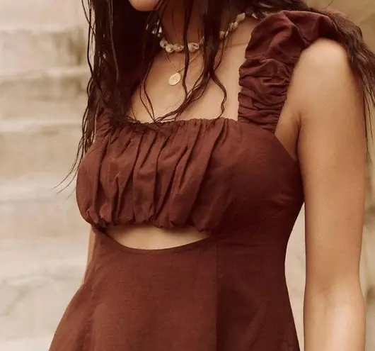 Free People  Bom Bom Island Mini Dress in Chocolate Love