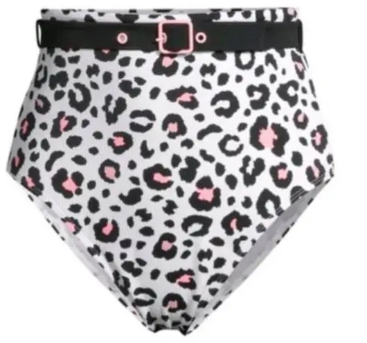 No Boundaries NWT  pink black cheetah belted swim bottoms, size L