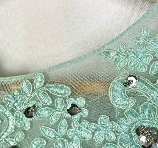 Boutique Mint Green Rhinestone Tulle Mini Dress 2