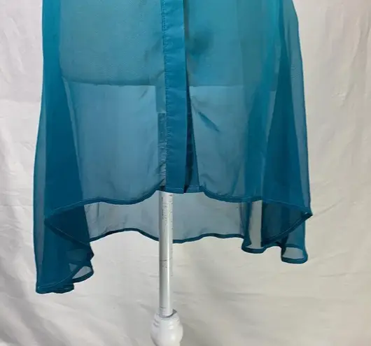 Firmiana Lily by Ombre Beach Cover Up White to Teal Size Small