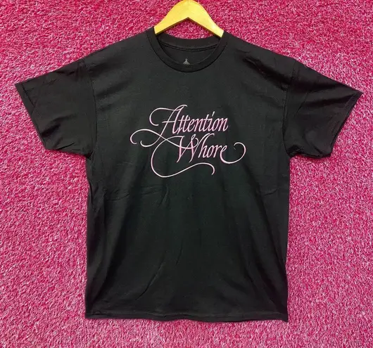 Tove Lo Attention Pink Lettering Black T-Shirt Large