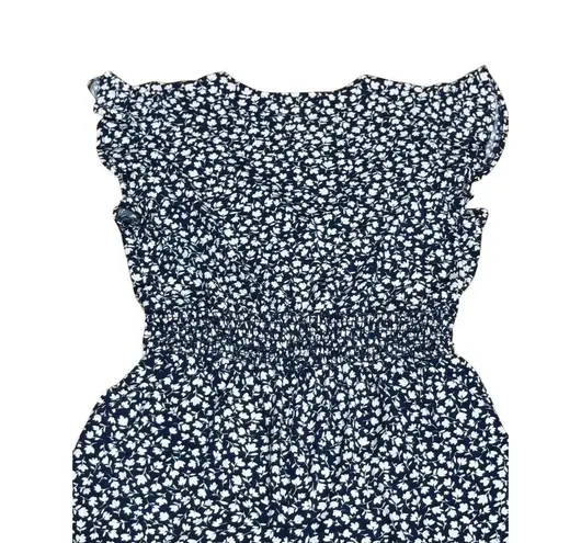 Kaleigh Womens Navy White Floral Jumpsuit Size M Womens V