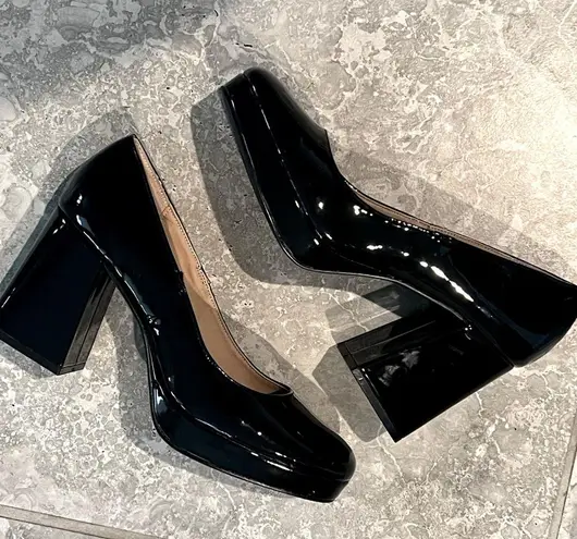 Sun + Stone Vaneciaa Block Heel Shoes in Black, Size 9 New in Box