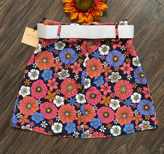 Unique Vintage NWT SMAK PARLOUR Black/Purple Floral Easy Does It Skirt X-SMALL