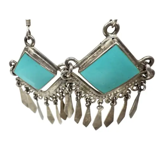 Vtg Sterling Silver & Turquoise Earrings, Southwest, Zuni Pierced