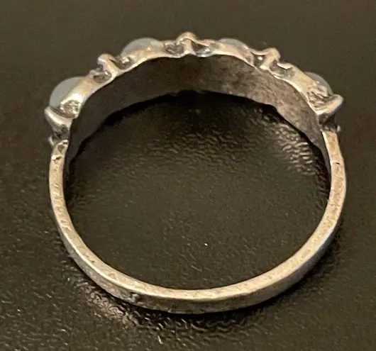 Women simulated opal silver plated ring size 6.75