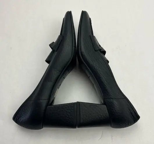 Aquatalia Carlina Block Heel Penny Loafer Square Toe Leather Black Size 9.5M 9.5