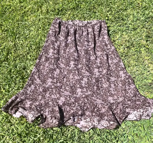 Y2K Brown Cottage Core Reversible Maxi Skirt