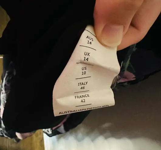 Nicholas Black Purple Floral 100% Silk Square Neckline A