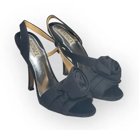 Badgley Mischka β Rosette Stiletto Heeled Sandals β Black β 8M β Cocktail Attire