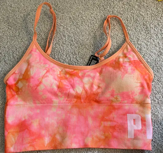 PINK - Victoria's Secret PREPPY PINK Cropped Shirt Longline Sports bra Tie Die 