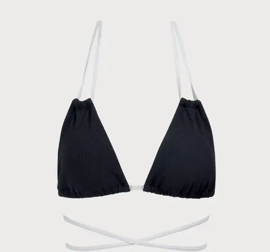 Berlook Contrast Triangle Halter Bikini Top and Contrast Tie Bikini Bottom 43 Black Size M