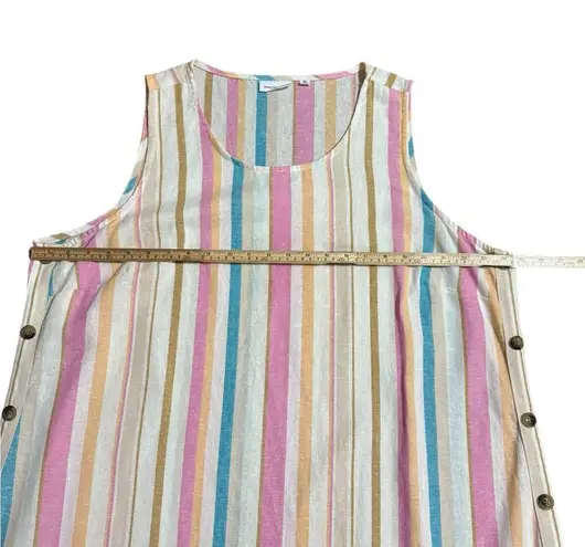 Westbound Pastel Striped Linen Blend Sleeveless Dress Summer Beach Vacation Outfit Sz 2XL