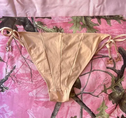 vintage tan orange bikini bottoms with gold butterfly charms