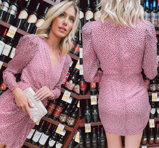 Bailey44 NWT $238 Bailey 44 Juniper Pink Ruffle Polka Surplice Neck Dot-Print Dress 4