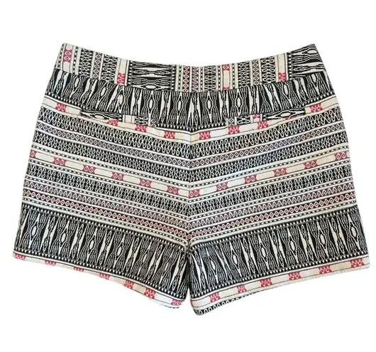Artisan NY Tribal Print Cream & Black Midrise Cotton Blend Shorts Women's Size 8